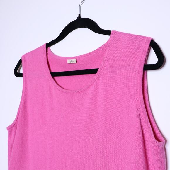 FJALL Cashmere Tank Sweater Pink Round Neck Lightweight Casual Women's XL - Picture 3 of 10